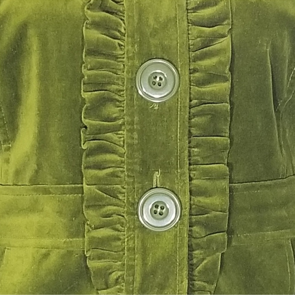 Halogen Green Ruffled Velvet Jacket - Small - Picture 3 of 10